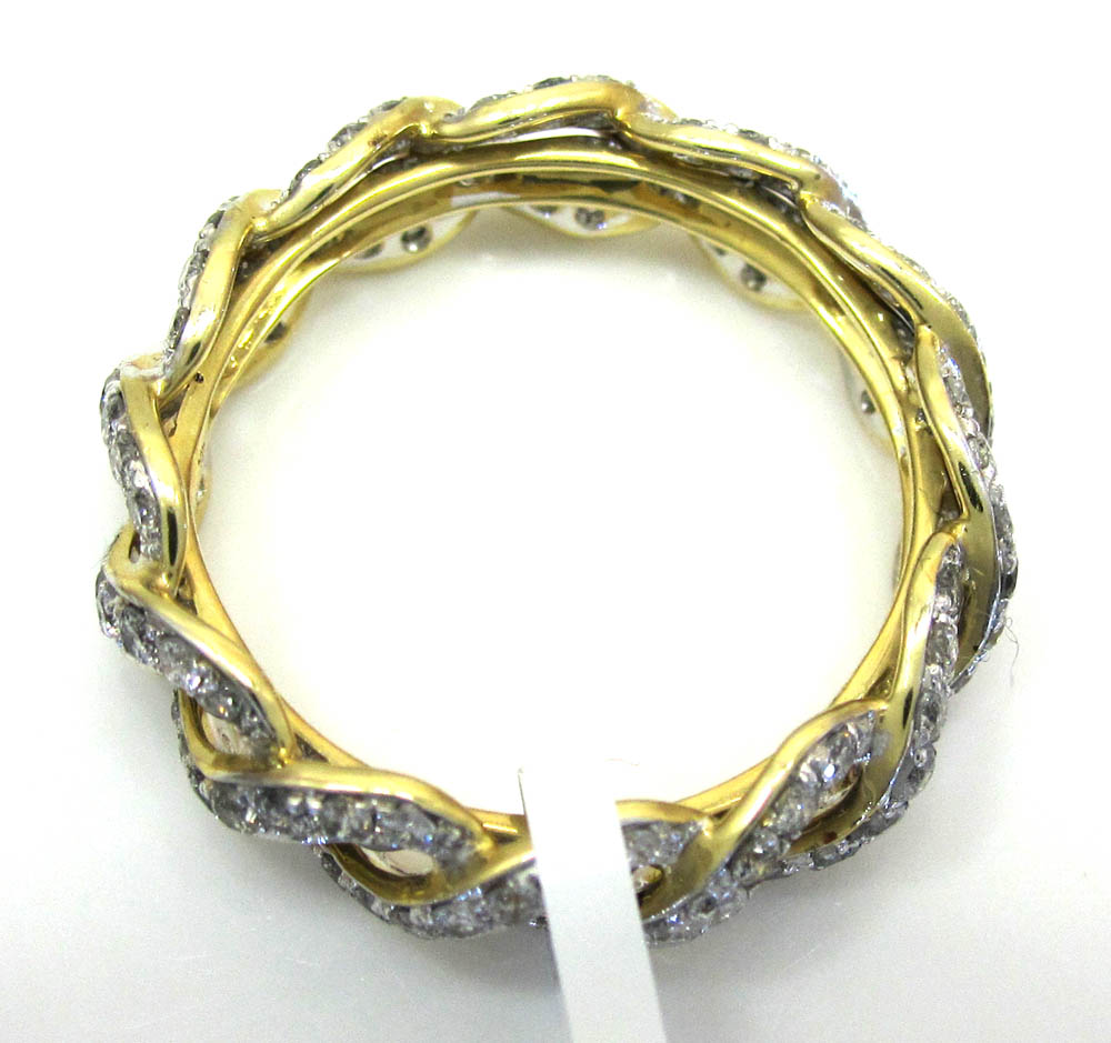 Ladies 14k yellow gold diamond eternity wheat wedding band ring 1.23ct - Image 2