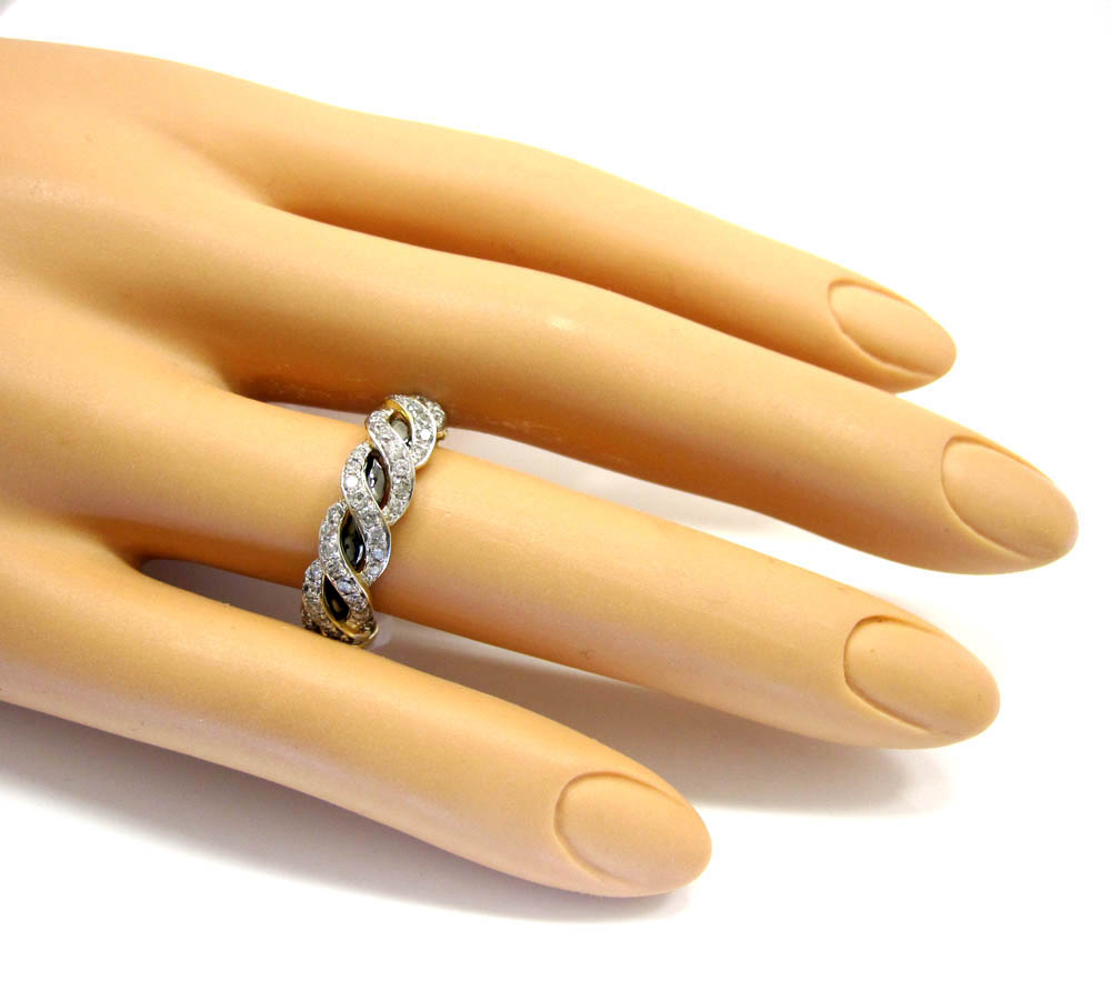 Ladies 14k yellow gold diamond eternity wheat wedding band ring 1.23ct - Image 3