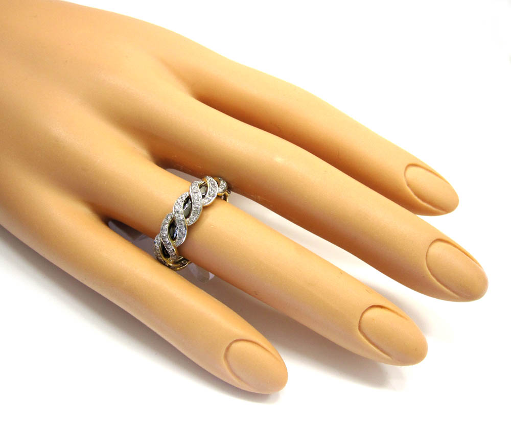 Ladies 14k yellow gold diamond eternity wheat wedding band ring 1.23ct - Image 4