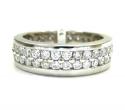 Ladies 14k white gold two row diamond eternity wedding band ring 1.63ct