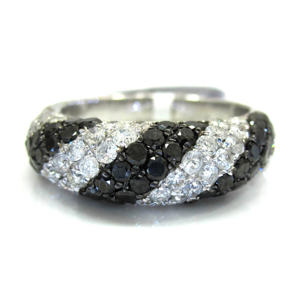 Ladies 14k white gold black & white diamond zebra cocktail ring 2.25ct