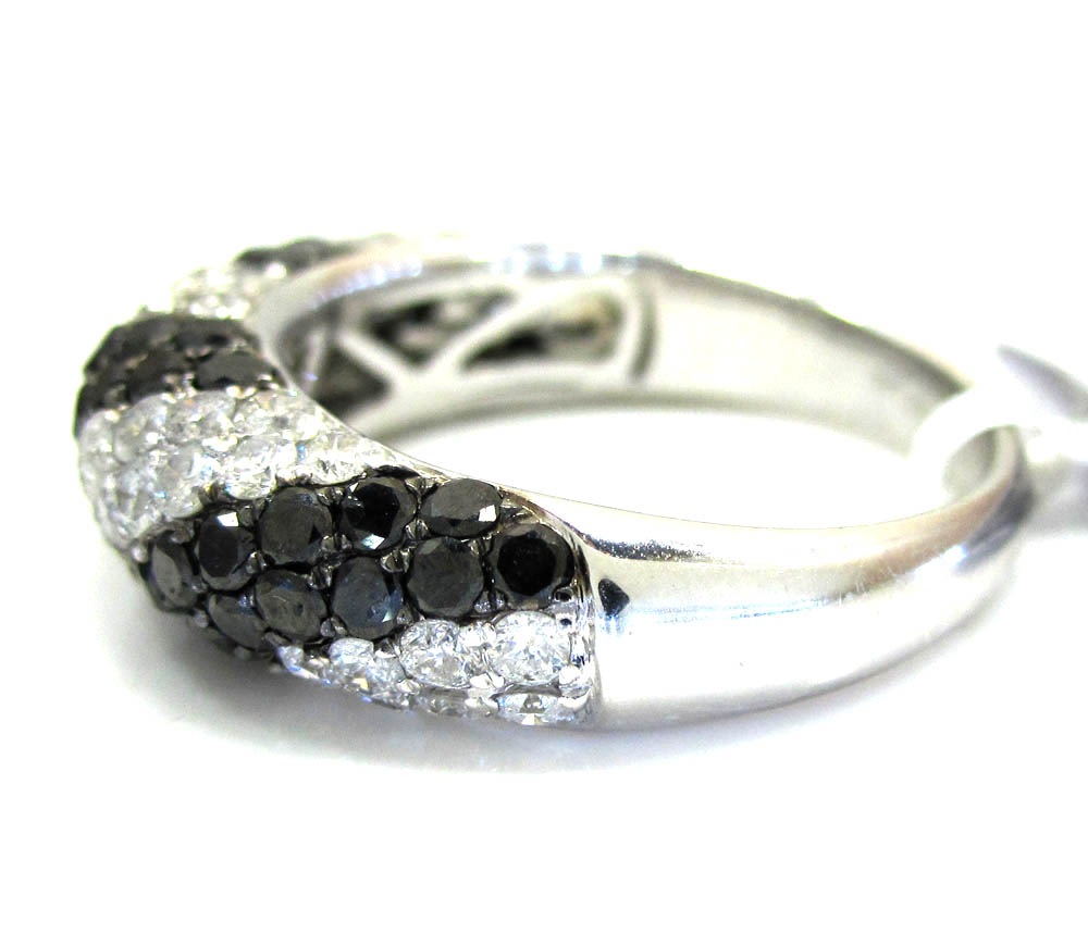 Ladies 14k white gold black & white diamond zebra cocktail ring 2.25ct