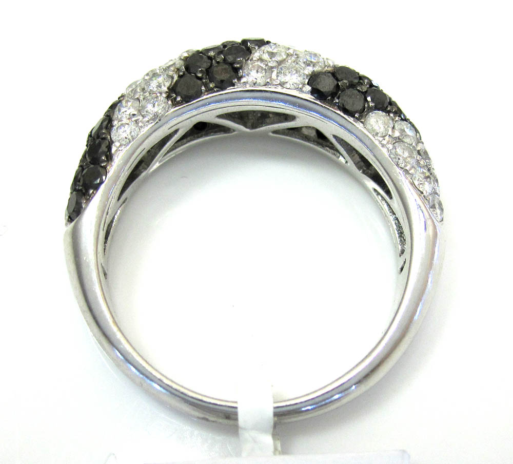 Ladies 14k white gold black & white diamond zebra cocktail ring 2.25ct