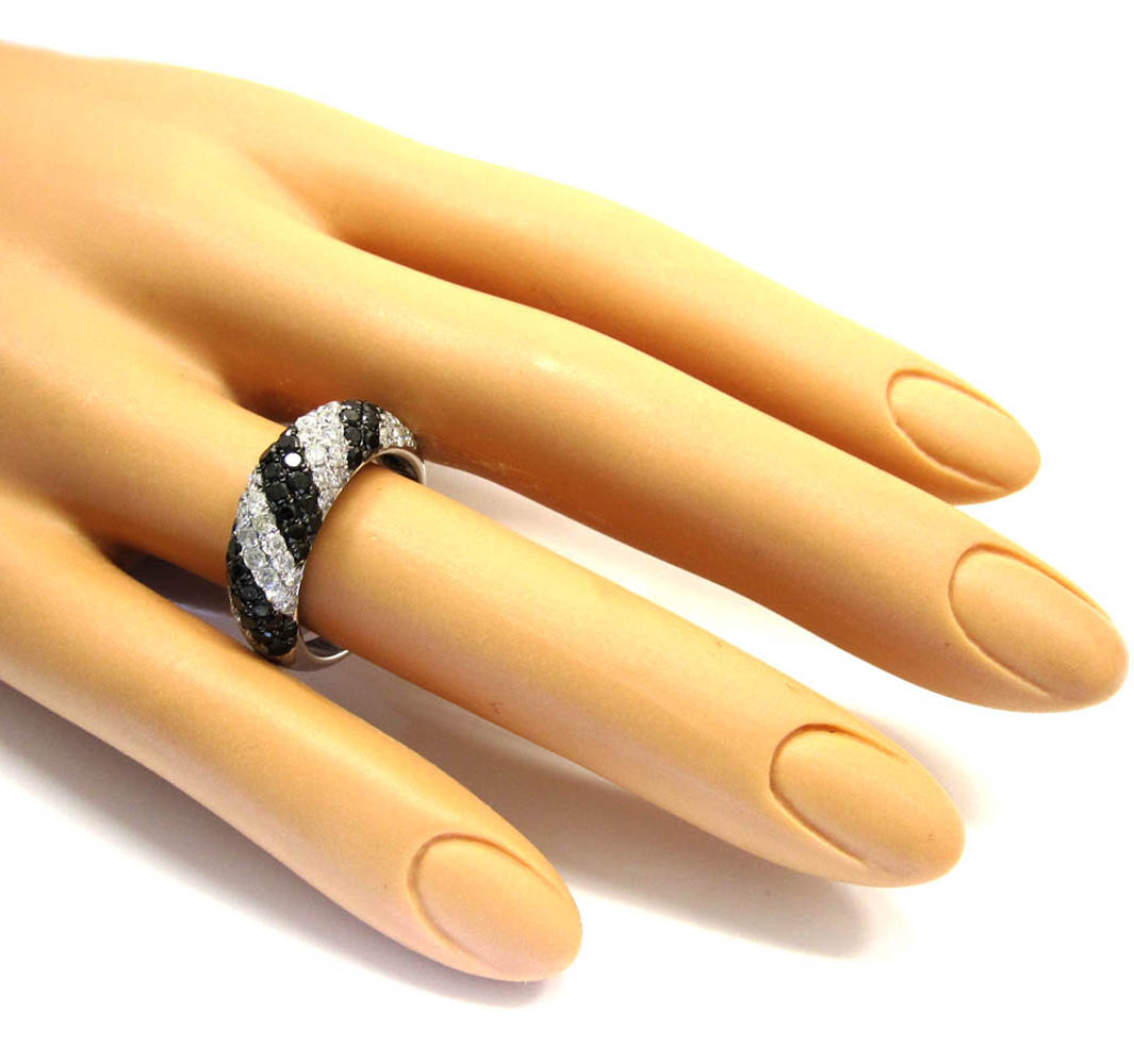 Ladies 14k white gold black & white diamond zebra cocktail ring 2.25ct