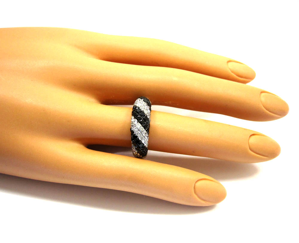 Ladies 14k white gold black & white diamond zebra cocktail ring 2.25ct