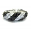 Ladies 14k white gold black & white diamond zebra cocktail ring 2.25ct