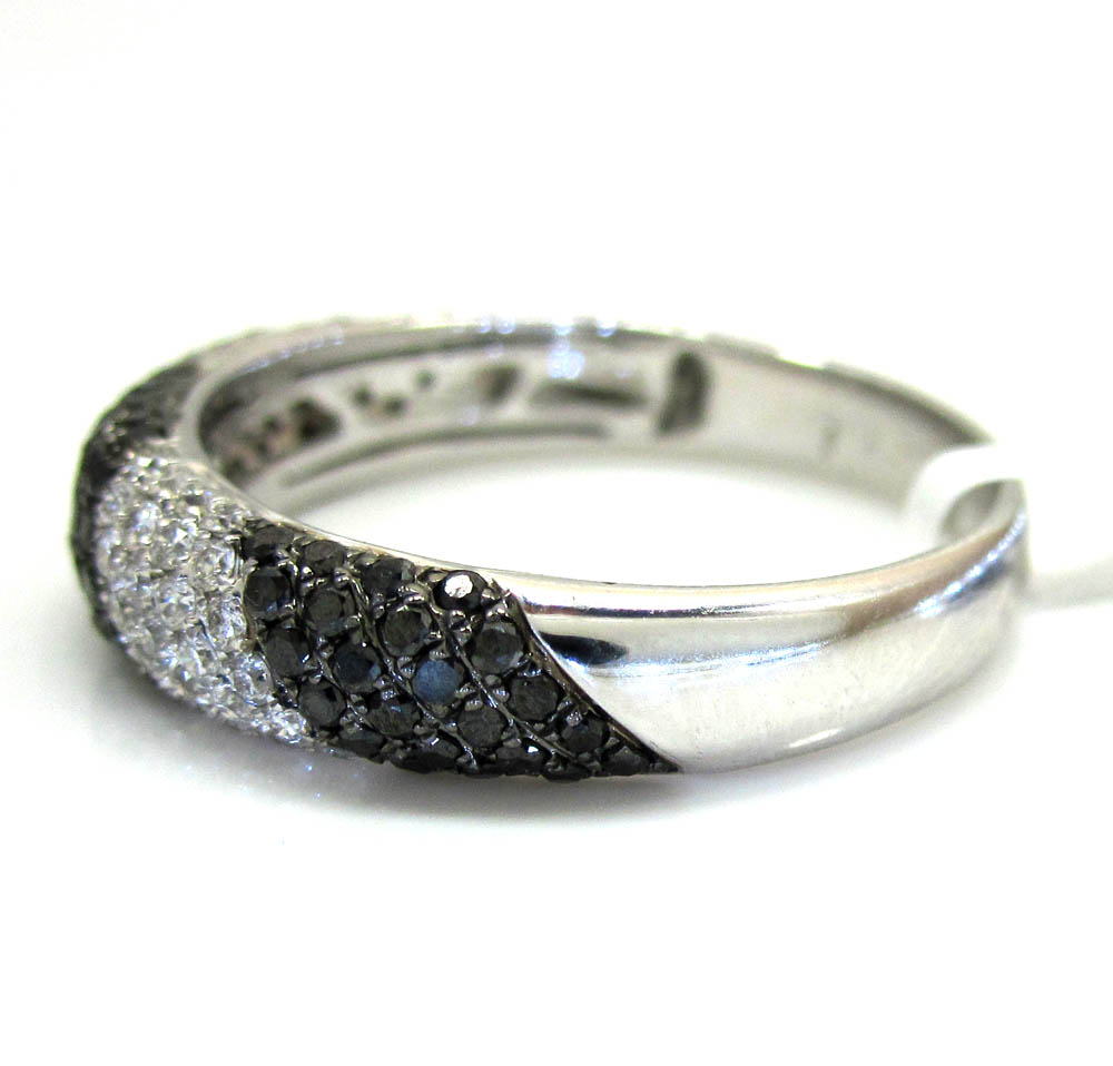 Ladies 14k white gold black & white diamond zebra cocktail ring 0.70ct