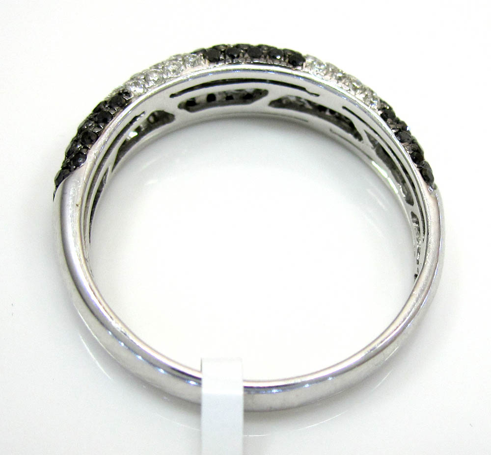 Ladies 14k white gold black & white diamond zebra cocktail ring 0.70ct