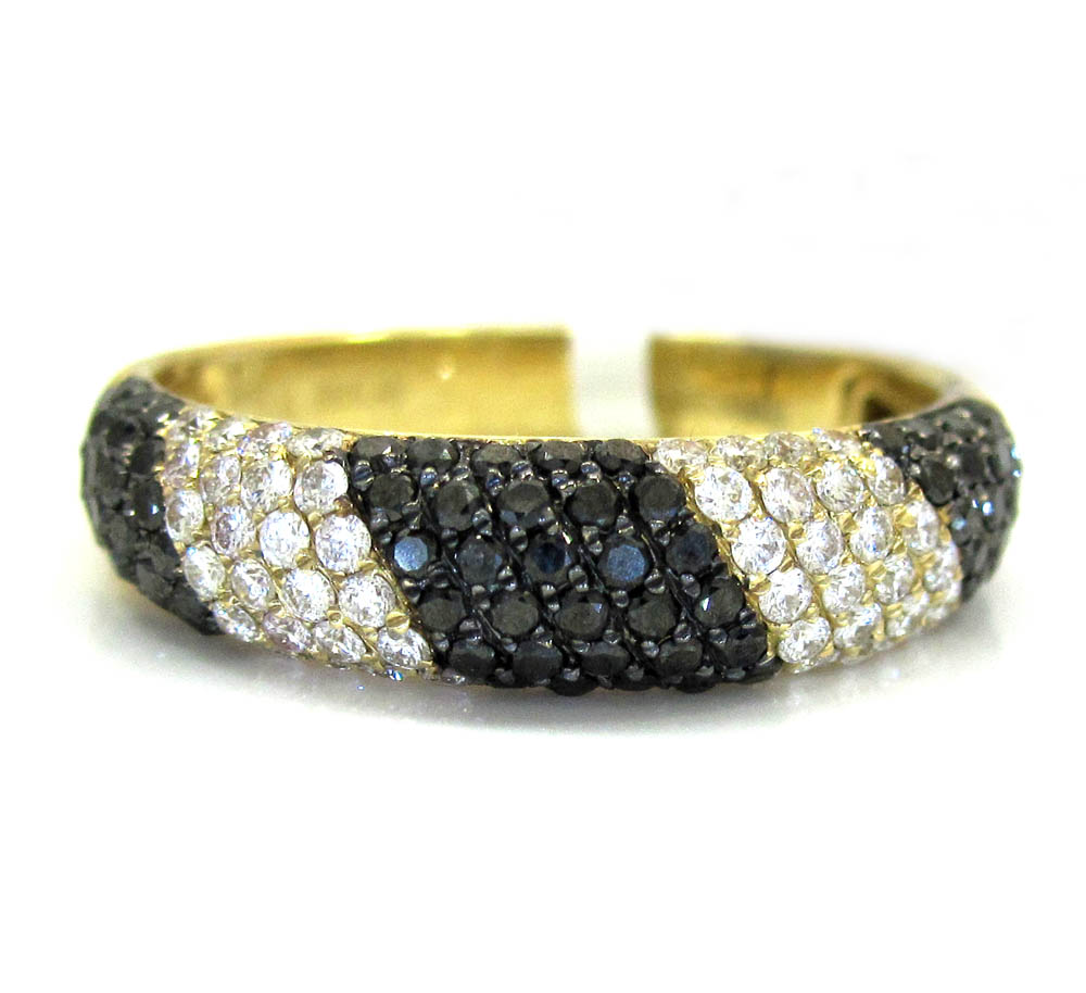 Ladies 14k yellow gold black & white diamond zebra cocktail ring 0.75ct - Image 2