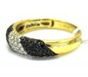 Ladies 14k yellow gold black & white diamond zebra cocktail ring 0.75ct