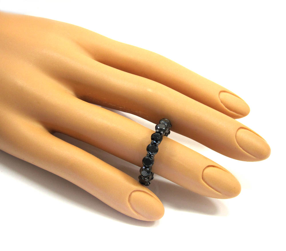 Ladies 14k black gold black diamond eternity wedding band ring 5.84ct - Image 4