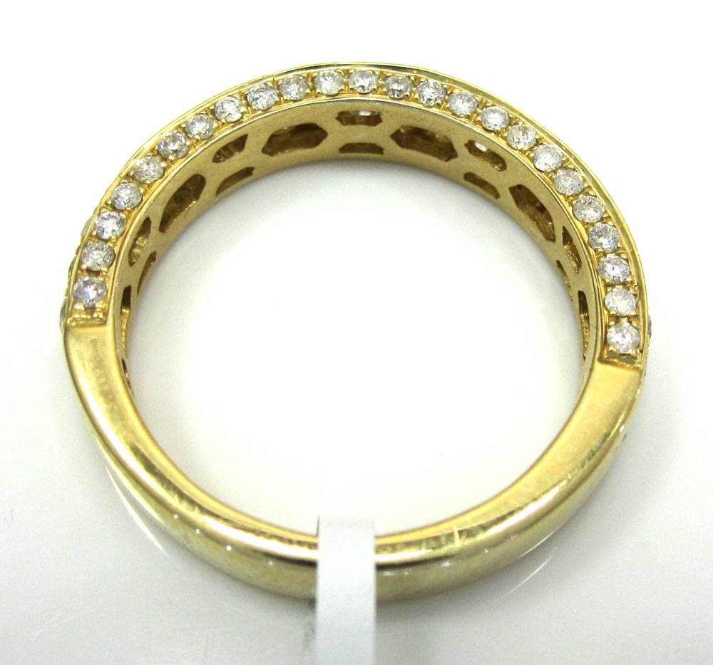 Unisex 14k gold 2 row diamond wedding band ring 1.21ct