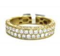 Unisex 14k gold 2 row diamond wedding band ring 1.21ct