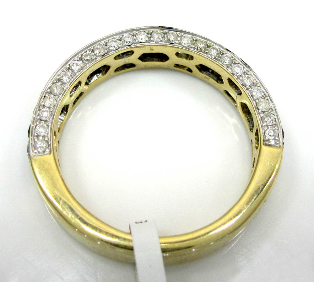 Ladies 14k yellow gold black & white diamond piano wedding band ring 1.28ct