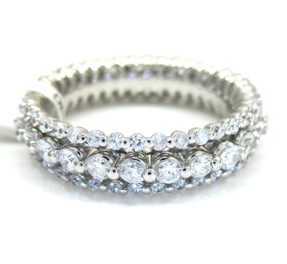 Ladies 14k white gold white diamond prong eternity wedding band ring 1.63ct - Image 2