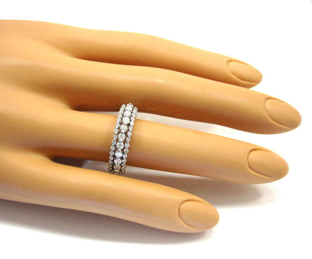 Ladies 14k white gold white diamond prong eternity wedding band ring 1.63ct