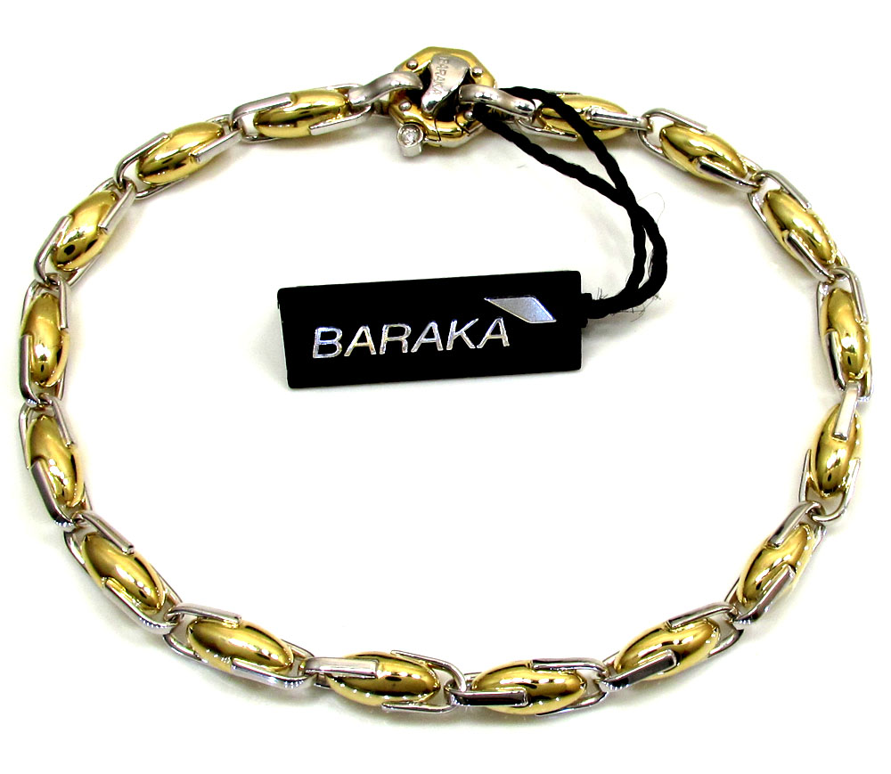 Buy Mens Baraka 18k Yellow White Gold Diamond Egg Shaped Bracelet 0.02ct Online at SO ICY JEWELRY
