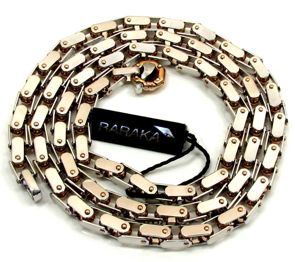 Mens baraka 18k rose & white gold diamond cylinder chain 0.02ct - Image 2