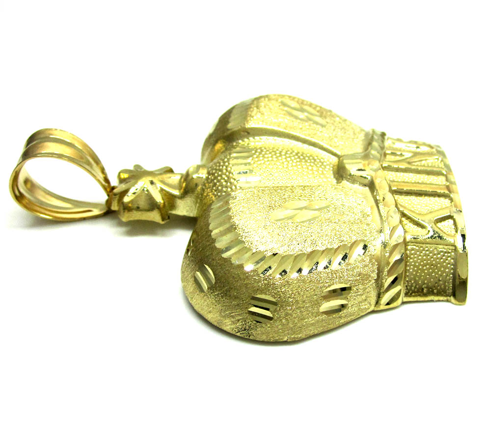 10k gold diamond cut xl kings crown pendant