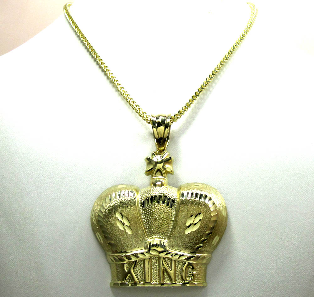 10k gold diamond cut xl kings crown pendant - Image 6