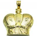 10k gold diamond cut xl kings crown pendant