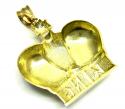 10k gold diamond cut xl kings crown pendant