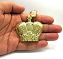 10k gold diamond cut xl kings crown pendant