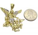 10k yellow gold heavy angel vs demon large pendant  