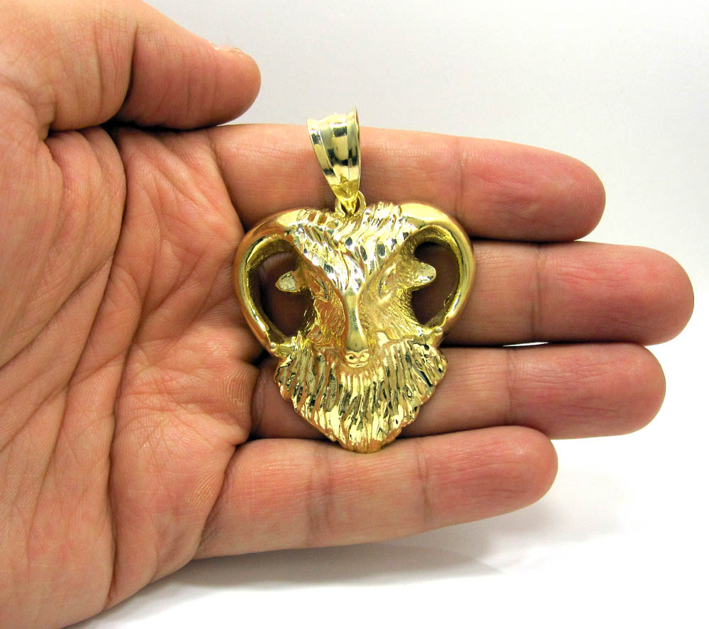 10k yellow gold aries ram pendant - Image 4