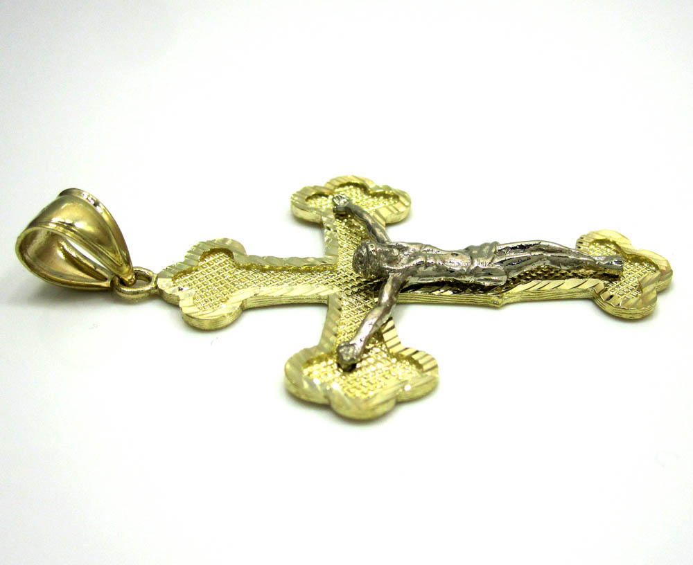 10k yellow gold two tone jesus cross pendant - Image 3