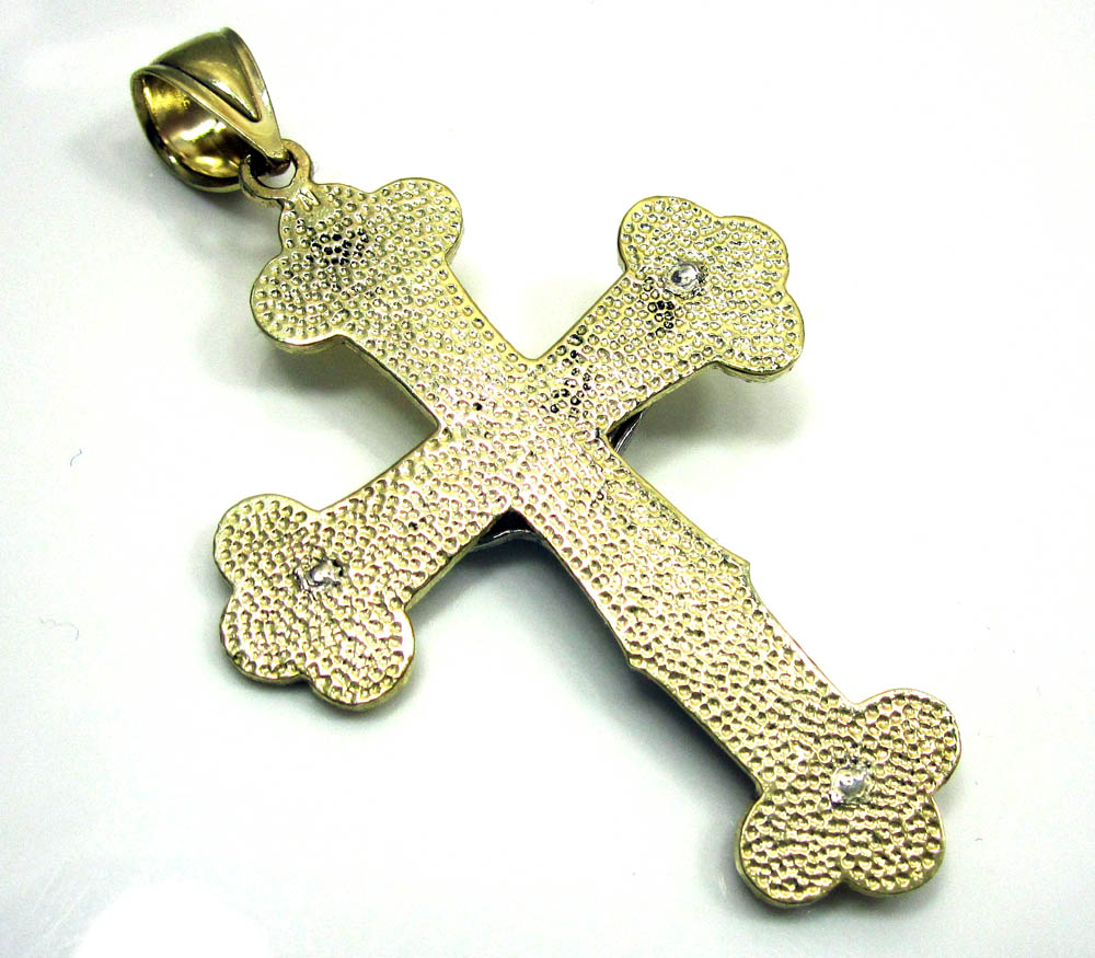 10k yellow gold two tone jesus cross pendant - Image 4