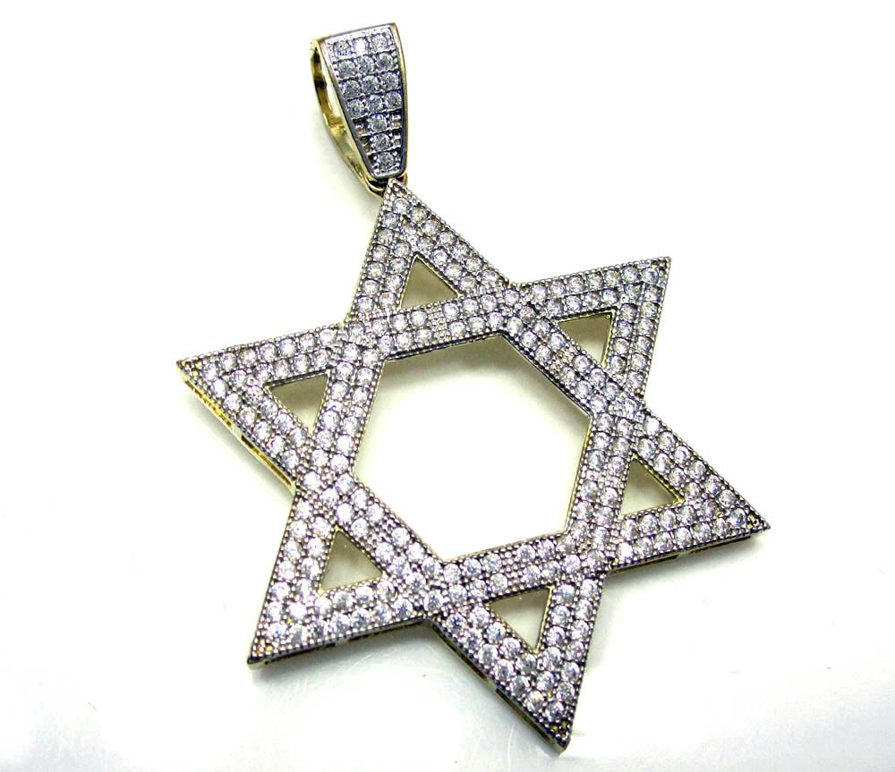 10k yellow gold jewish star of david pendant 