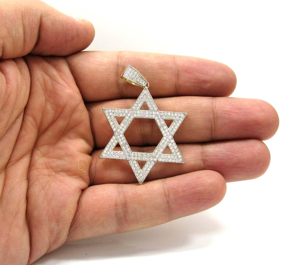10k yellow gold jewish star of david pendant  - Image 5