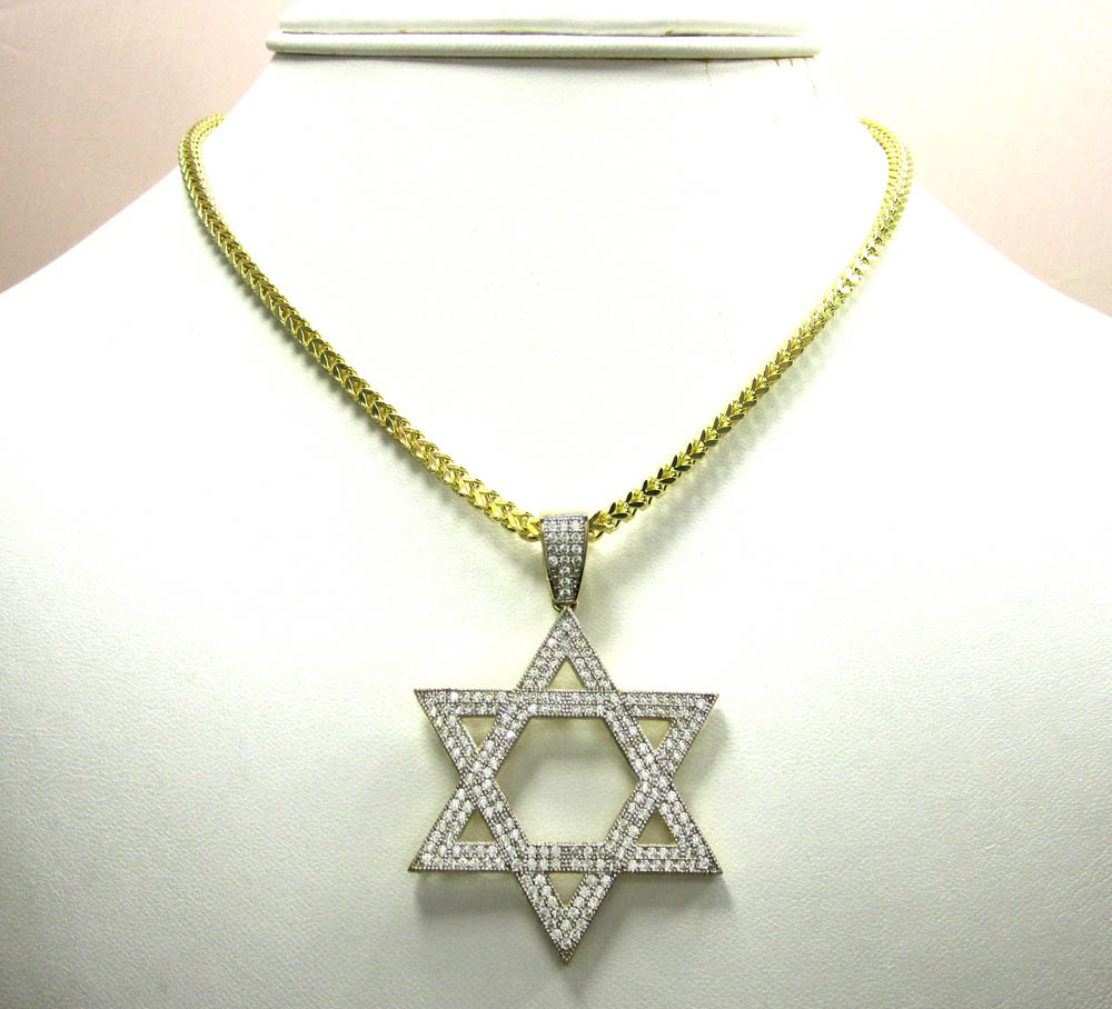 10k yellow gold jewish star of david pendant 