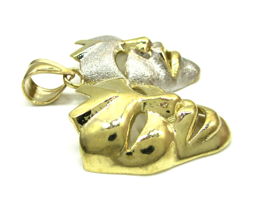 10k yellow gold two tone laugh now cry later pendant 