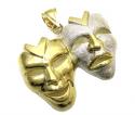 10k yellow gold two tone laugh now cry later pendant 