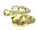10k yellow gold two tone laugh now cry later pendant 
