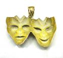 10k yellow gold two tone laugh now cry later pendant 