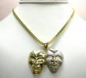 10k yellow gold two tone laugh now cry later pendant 