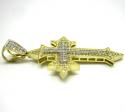 10k yellow gold two tone cross pendant cz 0.25ct