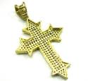 10k yellow gold two tone cross pendant cz 0.25ct