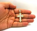 10k yellow gold two tone cross pendant cz 0.25ct