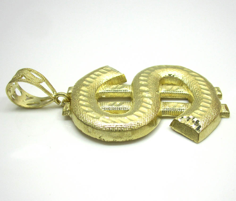 10k yellow gold dollar sign pendant - Image 3