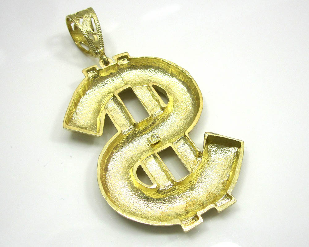 10k yellow gold dollar sign pendant