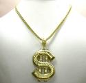 10k yellow gold dollar sign pendant