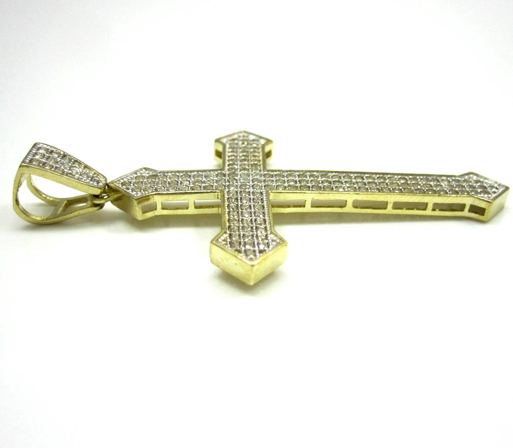 10k yellow gold cz large cross pendant - Image 2