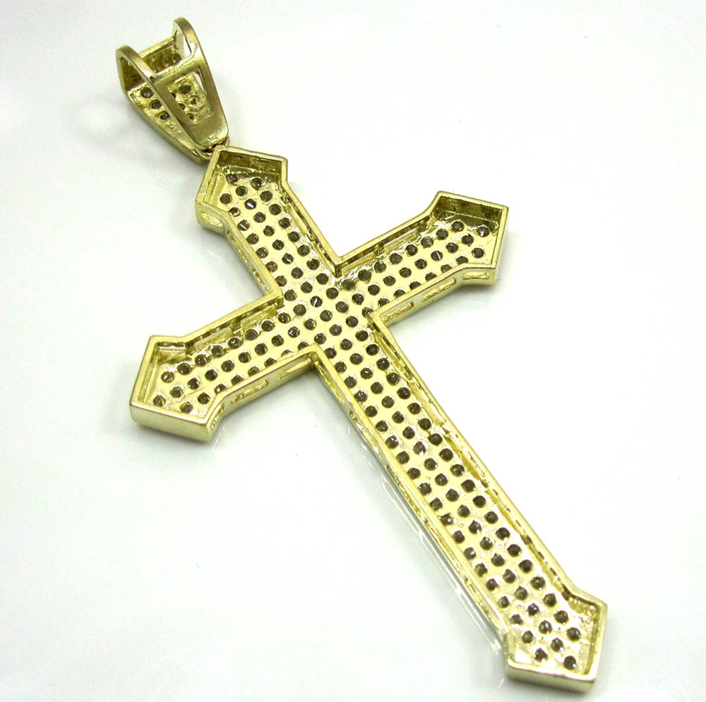 10k yellow gold cz large cross pendant - Image 3