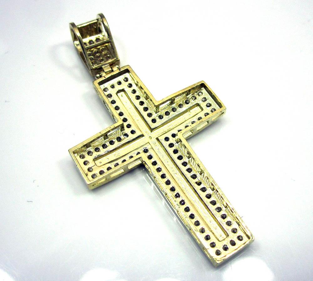 10k yellow gold two tone jesus cross pendant cz - Image 5
