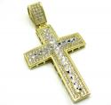 10k yellow gold two tone jesus cross pendant cz