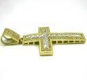 10k yellow gold two tone jesus cross pendant cz